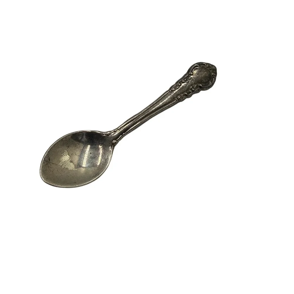 Vintage‎ Sterling Silver Spoon Pin Brooch Ornate Floral N.N. Shah Inscription